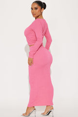 Reina Textured Skirt Set - Pink