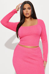 Reina Textured Skirt Set - Pink