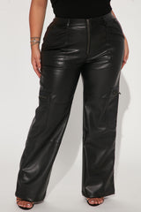 Studio City Straight Leg Faux Leather Pant - Black
