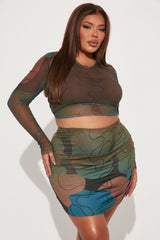 Let Me Find Out Skirt Set - Blue/combo