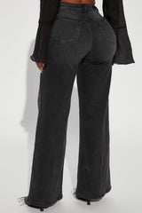 Time Well Spent Stretch Wide Leg Jeans - Black Wash
