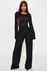 Pam Textured Pant Set - Black