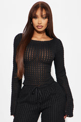 Pam Textured Pant Set - Black