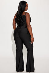 Emma Satin Pant Set - Black