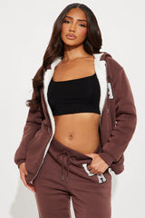 Let's Be Besties Sherpa Jogger Set - Brown