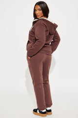 Let's Be Besties Sherpa Jogger Set - Brown
