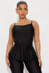 Emma Satin Pant Set - Black