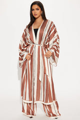 Alonna Satin Kimino Pant Set - Brown/combo