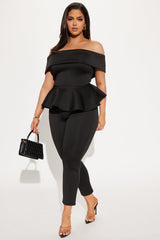 My Pretty Peplum Pant Set - Black
