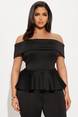 My Pretty Peplum Pant Set - Black