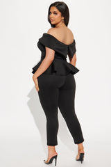My Pretty Peplum Pant Set - Black