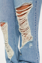 Melany Ripped Wide Leg Jeans - Medium Wash