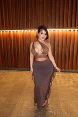Sahara Mineral Wash Maxi Skirt - Brown