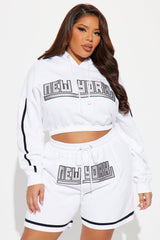 NY Fleece Short Set - White/Black