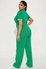 Preppy Babe Sweater Pant Set - Kelly Green