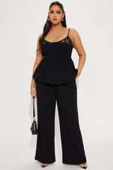 Mabel Peplum Pant Set - Black