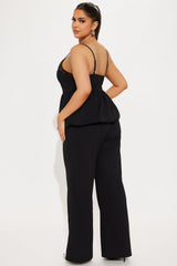 Mabel Peplum Pant Set - Black