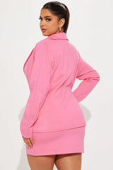 The Mia Double Lined Ponte Blazer Skirt Set - Pink