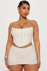 True Textured Skirt Set - Beige