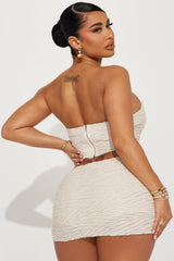 True Textured Skirt Set - Beige