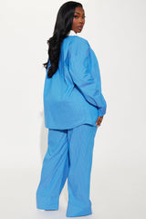 Brooke Striped Pant Set - Blue