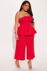 Roxie Peplum Pant Set - Red