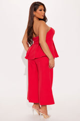 Roxie Peplum Pant Set - Red