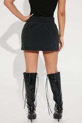 Still Got It Nylon Micro Mini Cargo Skirt - Black