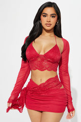 Camille Lace Skirt Set - Red