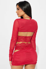 Camille Lace Skirt Set - Red