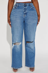 Cut Above The Rest Ripped Straight Leg Jeans - Medium Wash