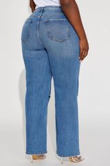Cut Above The Rest Ripped Straight Leg Jeans - Medium Wash
