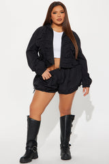 Sweet Like Honey Windbreaker Bubble Short - Black