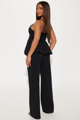 Mabel Peplum Pant Set - Black