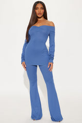 Stassi Off Shoulder Pant Set - Denim