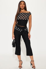 Cynthia Polka Dot Capri Pant Set - Black/combo