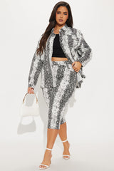 Blanca Snake Print Capri Set - White/combo