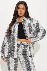 Blanca Snake Print Capri Set - White/combo