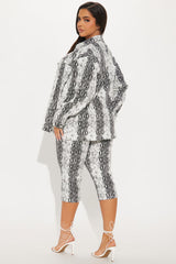 Blanca Snake Print Capri Set - White/combo