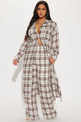 Lost Lover Plaid Pant Set - Brown/combo