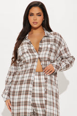 Lost Lover Plaid Pant Set - Brown/combo