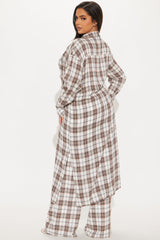 Lost Lover Plaid Pant Set - Brown/combo