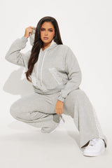 Lacey Fleece Sweatsuit Set - Heather Grey
