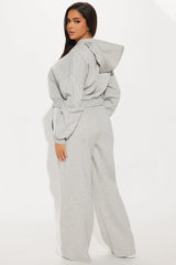 Lacey Fleece Sweatsuit Set - Heather Grey