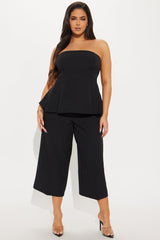 Roxie Peplum Pant Set - Black