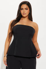 Roxie Peplum Pant Set - Black