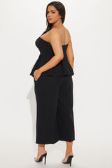 Roxie Peplum Pant Set - Black