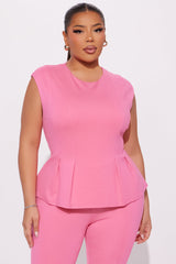 The Mia Double Lined Ponte Peplum Pant Set - Pink