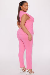 The Mia Double Lined Ponte Peplum Pant Set - Pink