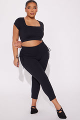Roll Up Super Soft Active Capri Legging - Black
